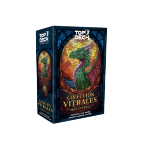 Caja con 100 protectores Top Deck vitrales Dragón Verde